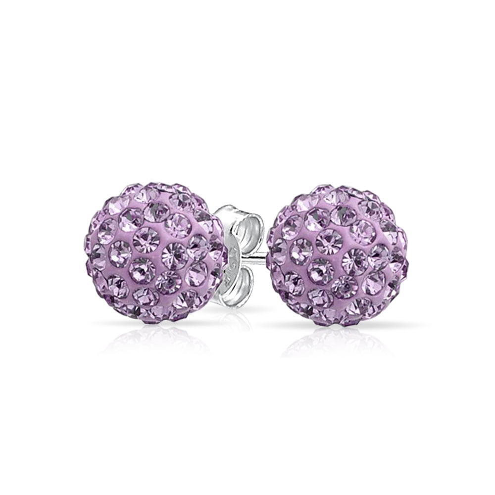 Pink silver plated Austrian crystal 8mm stud earrings 
