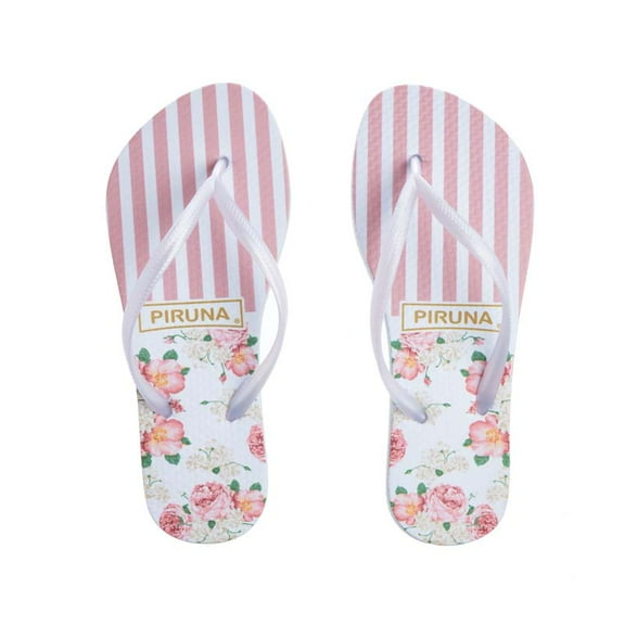 Piruna Women's Flip Flop Sandal Line & Roses Flower