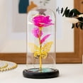 thumbnail image 2 of Artificial Rose Flower in Glass Gnome with LED Lights Butterfly, Galaxy Rose Gifts for Women Mom Wife Girlfriend on Mother’s Day Wedding, Christmas, Valentine's Day, Rose Red, 2 of 5
