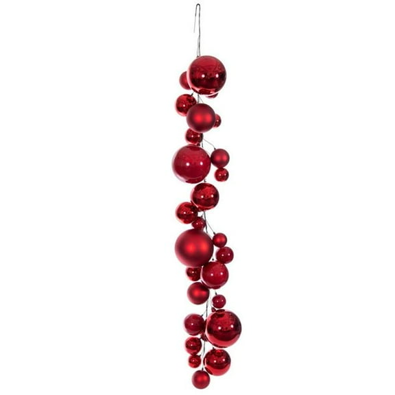 Vickerman N250703 6 ft. Red Ball Branch Garland - 4-8 in.