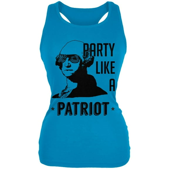 4th of July Party like a Patriot Juniors Soft Tank Top Turquoise 2XL