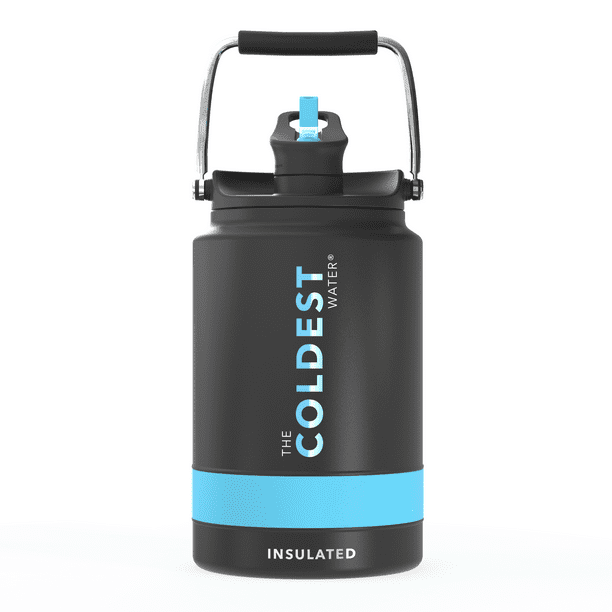 Coldest Sports Water Bottle - 128 oz (Straw Lid), Leak Proof, Vacuum Insulated Stainless Steel, Hot Cold, Double Walled, Thermo Mug, Metal Canteen ...