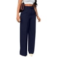 thumbnail image 2 of Womens Sweatpants High Waist Straight Leg Flattering Casual Suit Long Wide Leg Sweatpants Women Navy M, 2 of 6