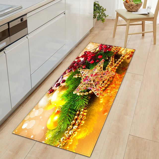 40*120cm Christmas Area Rug Non-Slip Low Pile Carpet Rug Indoor Outdoor Runner Rug, Christmas Area Runners Door Mat Entry Rug FlooChristmas Kitchen Mat, Christmas Kitchen Rugs and Mats Farmhouse Snow