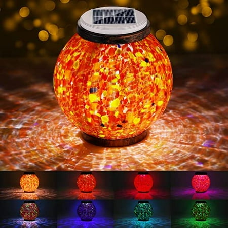 Solar outdoor waterproof light, 600 mah LED indoor or garden courtyard hanging flat decoration, color breathing light, light control switch