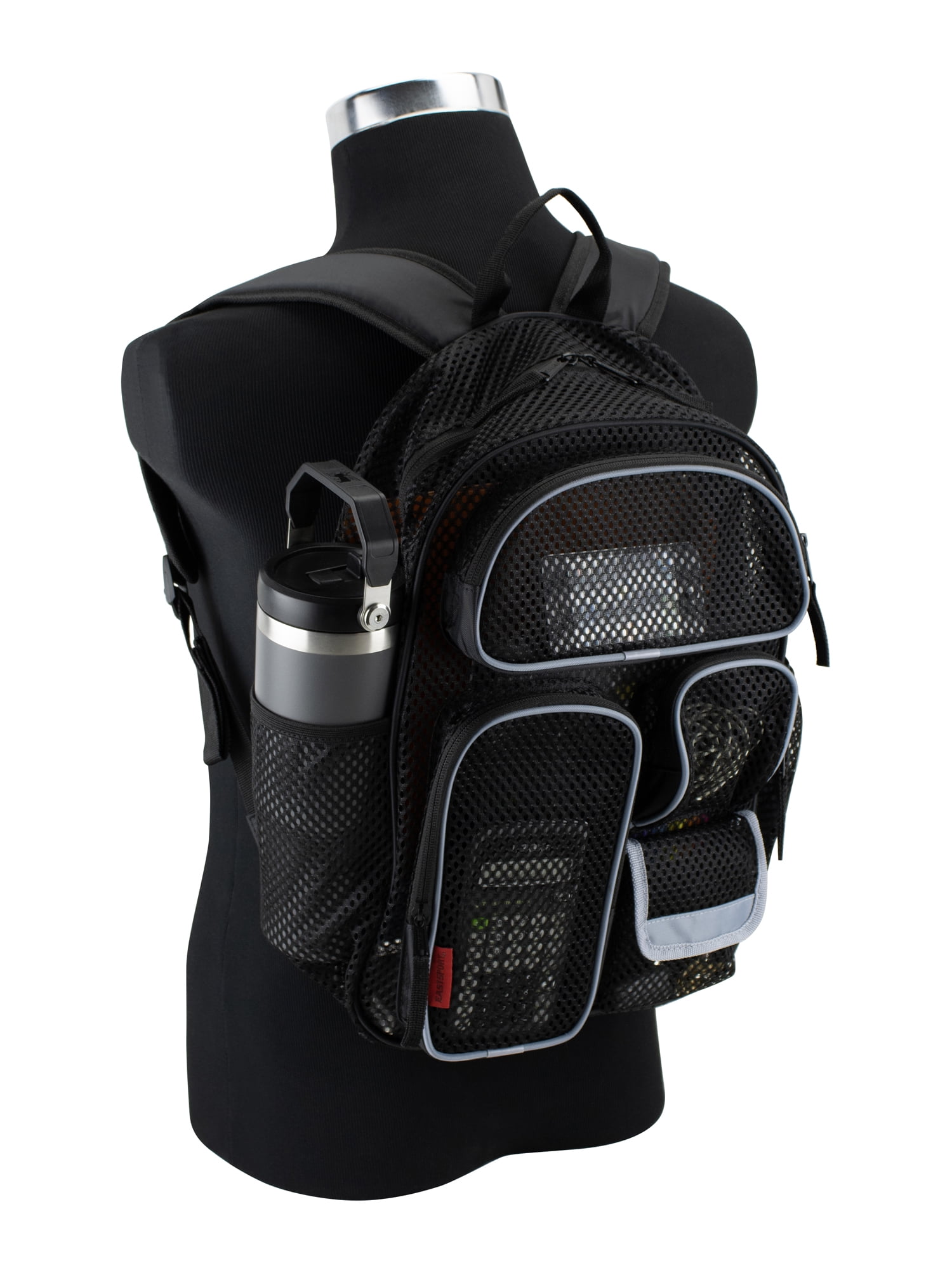 Eastsport Unisex 16" Pro Cargo Mesh Backpack, Black/Gray