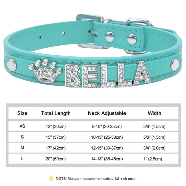 Personalized Small Dogs Chihuahua Collar Bling Rhinestone Dog Collars Free Custom Pet Dogs Cats Name Charms Pet Accessories ShopWise Round