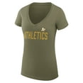 thumbnail image 2 of Women's G-III 4Her by Carl Banks  Green Oakland Athletics Dot Print V-Neck Fitted T-Shirt, 2 of 3