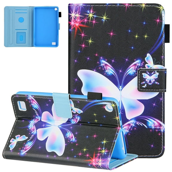 Fire 7 Case (9th/7th/5th Generation, 2019/2017/2015 Released), Alltyech Slim Shell PU Leather Lightweight Auto Sleep Wake Smart Cover Kickstand Case for Amazon Fire 7 7-inch Tablet, Butterfly