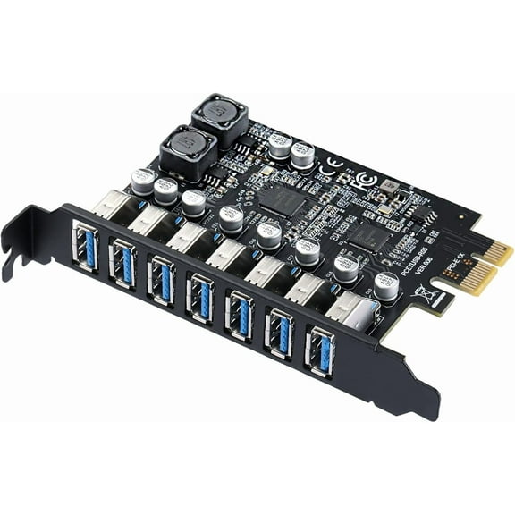 MZHOU 7-Port USB 3.0 PCIe Expansion Card for Desktop PC, 5Gbps SuperSpeed Data Transfer, PCI Express to USB 3.0 Hub Card with 4 Dedicated Channels & UASP Support, Plug & Play, Windows 10/11, Linux