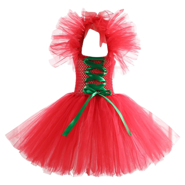 LUOGENLI Robe Enfant Filles Robe Noël Fête Point Robe Robes Mode Bandeau Ensemble Robe Plissée pour Filles Longueur Genou Rouge 10-12 Ans