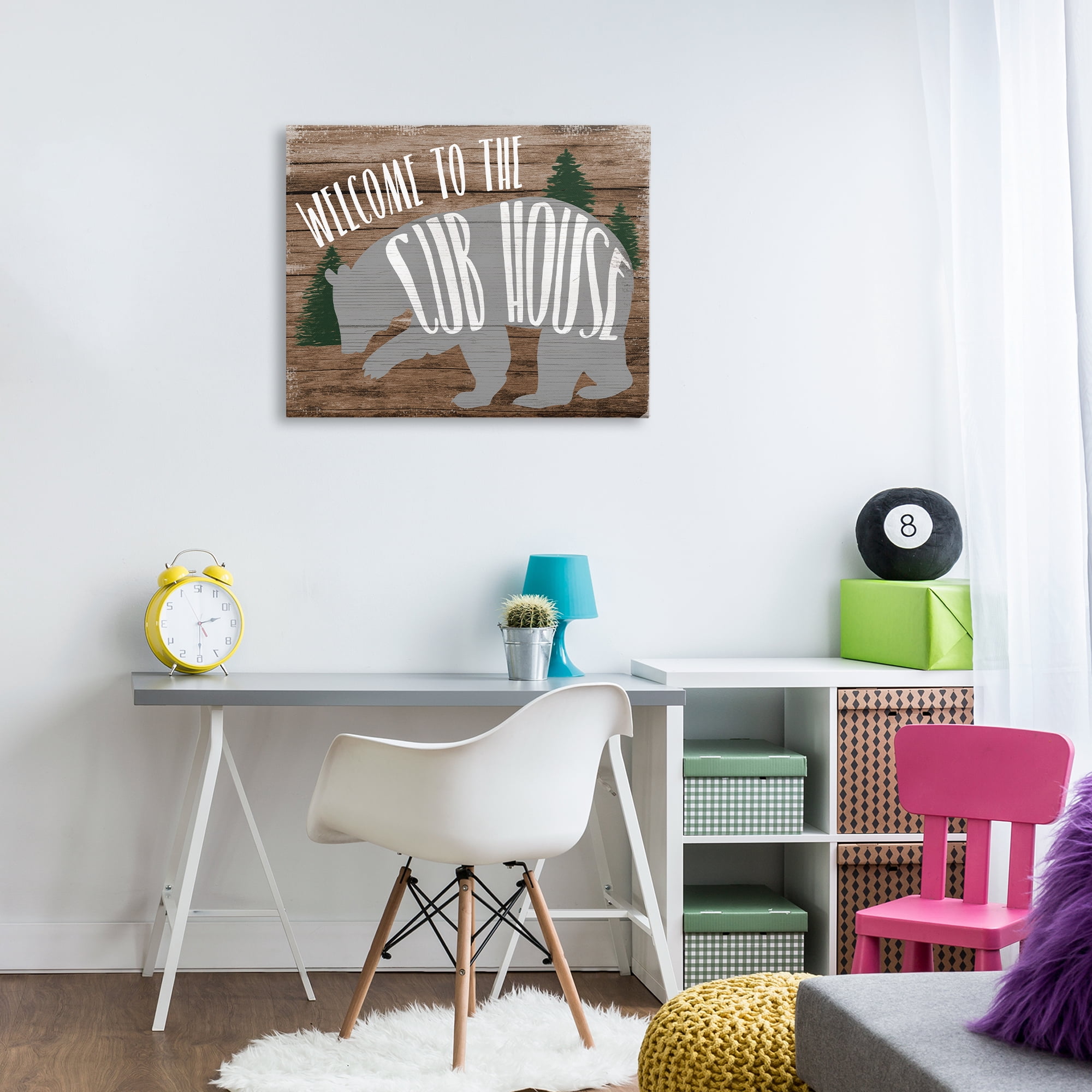 Stupell Industries Welcome Cub House Text & Numbers Painting Wrapped Canvas Art Print Wall Art, 30 x 24