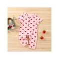 thumbnail image 2 of Qiylii Valentine's Day Baby Girls Romper Love Heart Print Short Sleeves Button Jumpsuit, 2 of 9