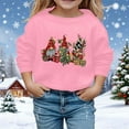 thumbnail image 2 of FINALGANG Girls Hoodies Christmas Cartoon Graphic Printed Long Sleeve Round Neck Pullover Top Child Breathable Holiday School Party Sweatshirt,Pink,130, 2 of 4