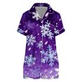 thumbnail image 4 of Women Stylish Home Holiday Sleep Wear Christmas Printed Short Sleeve Top and Matching Shorts Set Decorative Button Pajamas Detail, 4 of 4