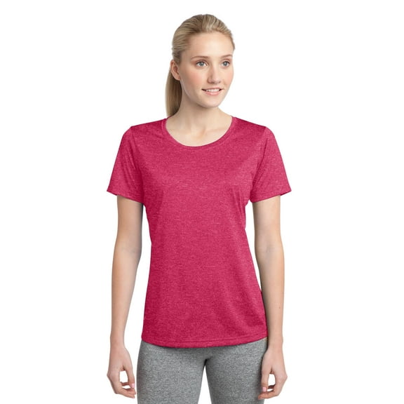 Sport-Tek Ladies Heather Contender Scoop Neck Tee-XS (Pink Raspberry Heather)