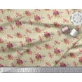 thumbnail image 2 of Soimoi White Cotton Cambric Fabric Leaves & Camellias Floral Fabric Prints By Yard 42 Inch Wide, 2 of 3