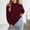 Wine, variant on Women's Cold Shoulder Sweater Cable Knit Mock Neck Hollow Out Long Sleeve Shirts Relaxed Fit Casual Pullover Tops Orange M