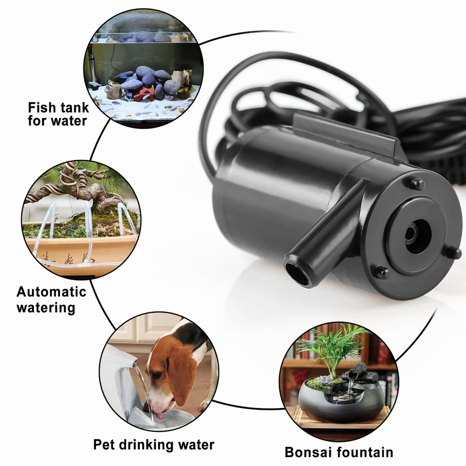 PURELY- 4 Pack Usb Mini Water Pump Submersible 5V For Garden Fountain Fish Tank Aquarium