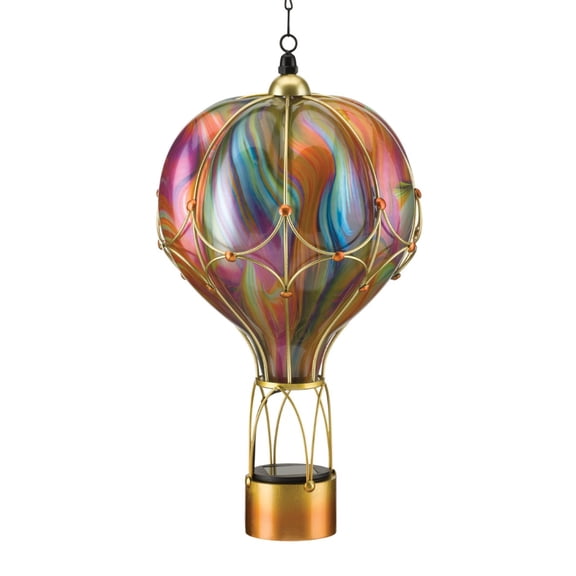 Regal Art & Gift Swirl Balloon Solar Lantern LG - Orange Glass 24" Light Led