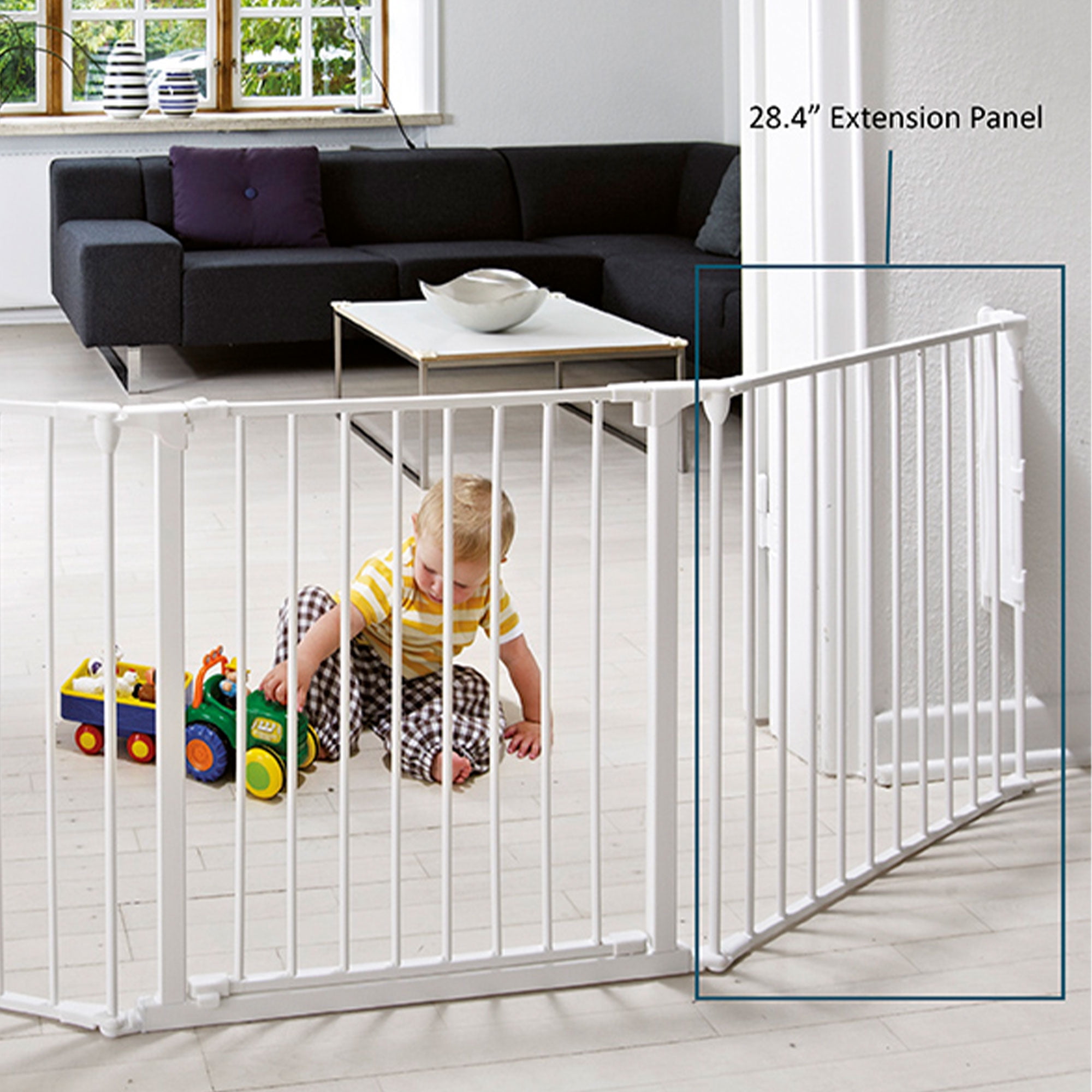 Scandinavian Pet Design SG-F-EXT28W Flex Metal 28.4 Inch Baby Pet Gate Extension Panel, White