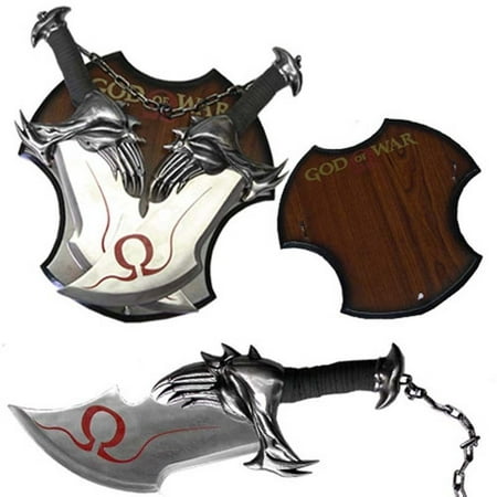 Chain Plaques - God Of War Twin Blade Short Dagger Set w Wall Plaque Steel Chain Linked