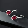 thumbnail image 6 of Gem Stone King 925 Sterling Silver Red Created Ruby Drop Dangle Earrings for Women | 10.00 Cttw | Gemstone July Birthstone | Oval 12X10MM | 1.18 inch, 6 of 6