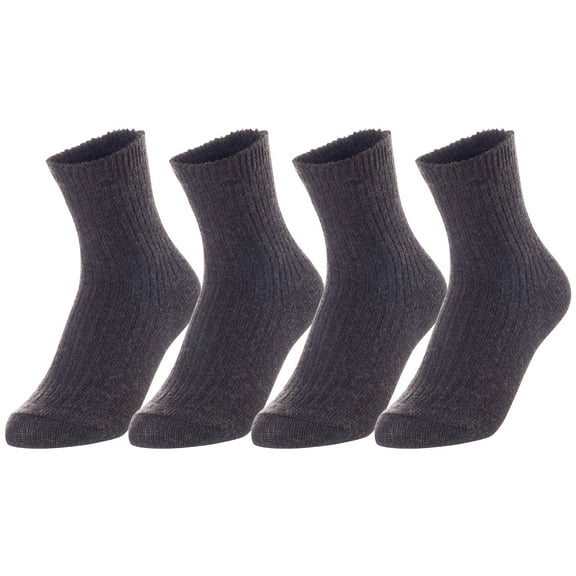 Lovely Annie Unisex Children's 4 Pairs Thick & Warm, Comfy, Durable Wool Crew Socks. Perfect as Winter Snow Sock and All Seasons LK08 Size 3Y-5Y (Coffee)
