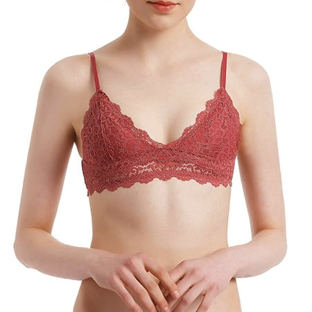 Aayomet Bras for Women Gathered Bra Straps Breast Cup Underwear (Red, 75C)  