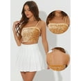 thumbnail image 2 of DARING DIVA Women's Velvet Spaghetti Strap Glitter Sequin Cami Top L Champagne Gold, 2 of 6