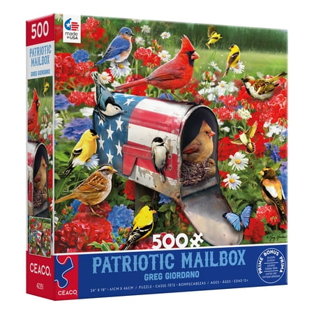 Ceaco 500-Piece Greg Giordano Land of the Free Patriotic Mailbox Interlocking Jigsaw Puzzle