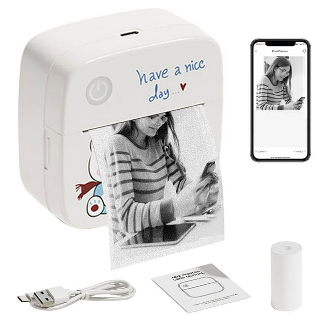 Mini Printer Portable Thermal Printer Cellphone Bluetooth Wireless Photo Printing Label Self-adhesive Paper