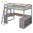 thumbnail image 2 of Harper & Bright Designs Full Size Loft Bed with Desk, Wood Loft Bed with Drawers & Storage Shelves, High Loft Bed Full with Vanity Mirror for Boys Girls Adults, Gray, 2 of 14