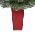 thumbnail image 5 of 44in. Snowed French Alps Mountain Pine Artificial Christmas Tree with 135 Bendable Branches and Pine Cones in Red Planter, 5 of 5