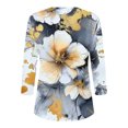 thumbnail image 4 of Blusas para las Mujeres Casual Impreso 3/4 Mangas Cuello en V Botón de Ocio Top Blusa Tops para las Mujeres, 4 of 8