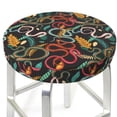 thumbnail image 3 of Pofeuu Snake And Flower Print Round Bar Stool Covers - Super Soft and Washable Elastic Stool Cushion Slipcover Easy Clean Velvet-14 inch, 3 of 7