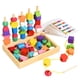 thumbnail image 1 of Juego de secuenciación de cuentas Montessori para niños, juguetes de cuentas de cordones de madera para niños pequeños, apilador de formas de colores a juego para 2, 3, 4, 5 años, juguetes educativos, 1 of 8