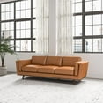 thumbnail image 3 of Pemberley Row Genuine Leather Tan Sofa Rectangular High Density Foam Cushions 89" Unassembled, 3 of 5