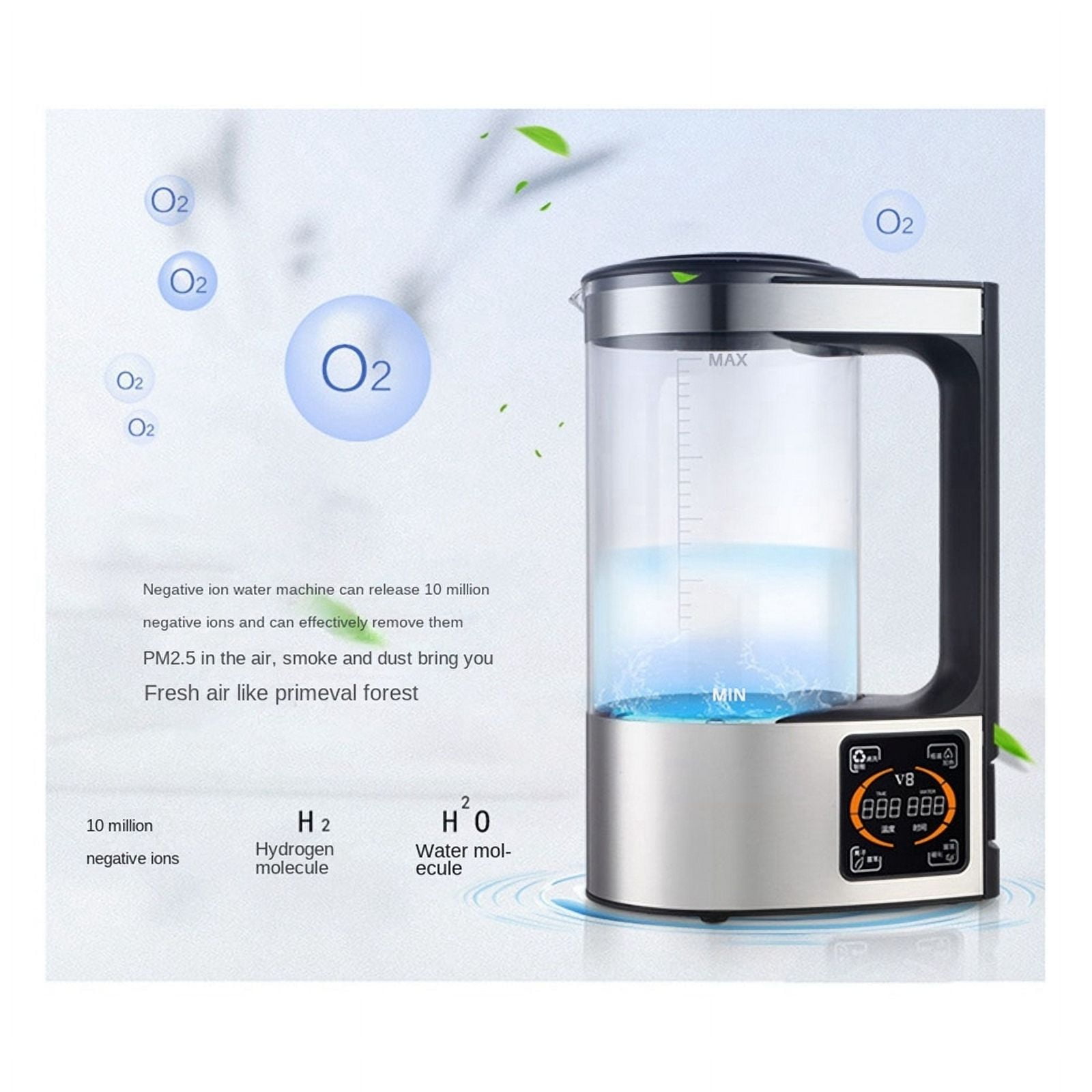 2024 TOP! 2L Rich Hydrogen Water Bottle Alkaline Ionizer Machine Filter Drink Generator US Plug