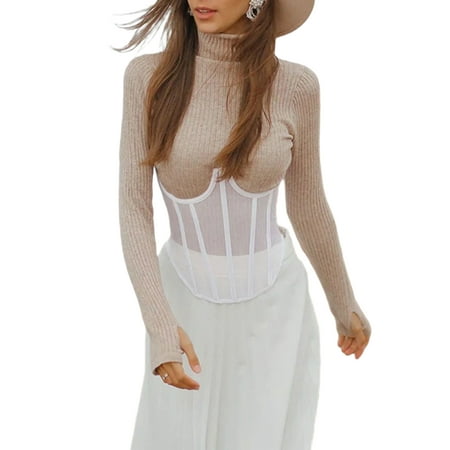 

Pudcoco Female Shapewear Solid Color Boob Tube Top Waist Cinchers Body Shaper for Women