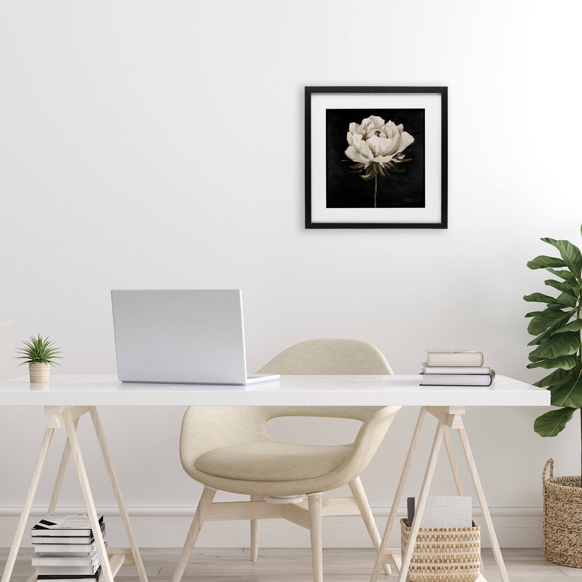 Stupell Industries Pretty Delicate Bloom on Black Black Framed Print Under Glass, design by Patricia Pinto