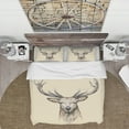 thumbnail image 2 of Designart 'Engrave deer illustration' Sketch Animals Duvet Cover Set, 2 of 4