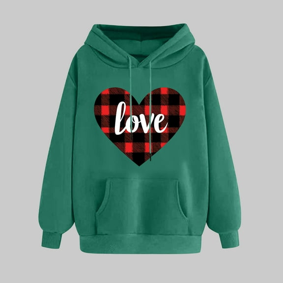 Valentine Hoodie Women, Love Hoodies for Women, Long Sleeve Hoodie Women's Valentines Printed Hoodie Pullover Tops Long Sleeved Comfortable Sweatshirts