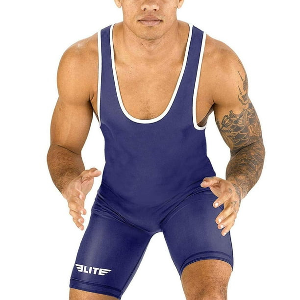 Elite Sports Men?s wrestling singlets, Standard Singlet for Men Wrestling  Uniform (Navy, XX-Large) 