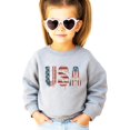 thumbnail image 2 of Ink-Printed USA Distressed Flag Sweatshirt for Women Kids July 4th Family Matching Crewneck Gray Sweatshirt Youth Small, 2 of 8