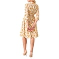 thumbnail image 3 of INSPIRE CHIC Vestido Camisero Floral Elegante para Mujeres con Cuello en V, Manga 3/4, Con Cinta Frontal, Vestido Fluido de Chifón L Beige, 3 of 5