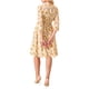 thumbnail image 3 of INSPIRE CHIC Vestido Camisero Floral Elegante para Mujeres con Cuello en V, Manga 3/4, Con Cinta Frontal, Vestido Fluido de Chifón L Beige, 3 of 5