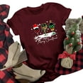 thumbnail image 1 of WEAIXIMIUNG T-Shirt Décontracté de Noël pour Femmes Imprimé Verre Rouge Col Rond Manches Courtes, 1 of 4