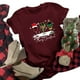 thumbnail image 1 of Gibobby Tops navideños para Mujer Camiseta de manga corta con cuello redondo y estampado de copa de de Navidad divertida informal para mujer(Vino,M), 1 of 4