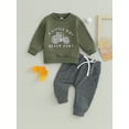 thumbnail image 3 of Toddler Baby Boy Fall Winter Clothes Outfits 6M 12M 18M 24M 3Y Letters Crewneck Sweatshirt Tops Jogger Pants Sets Sweatsuit, 3 of 9